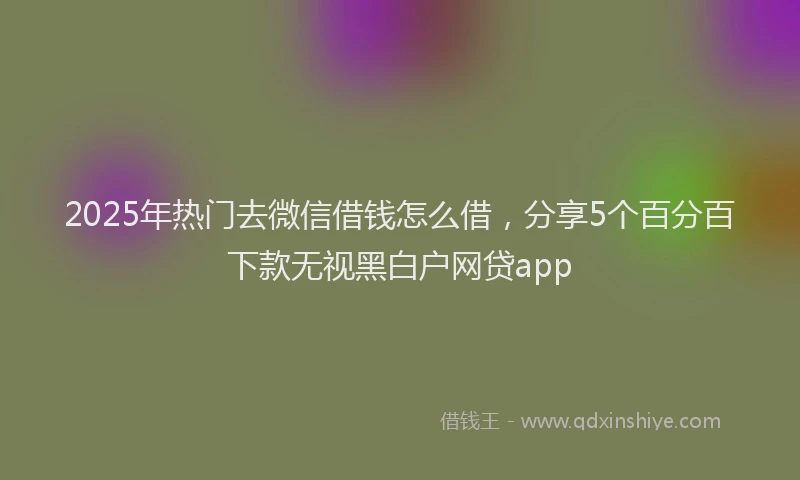 2025年热门去微信借钱怎么借，分享5个百分百下款无视黑白户网贷app