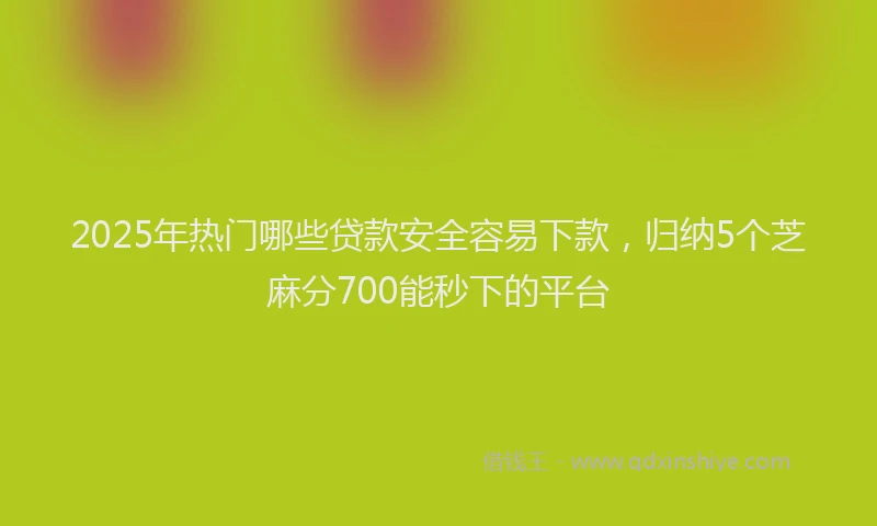 2025年热门哪些贷款安全容易下款，归纳5个芝麻分700能秒下的平台