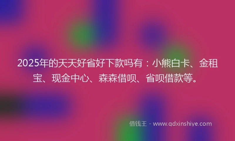 2025年的天天好省好下款吗有：小熊白卡、金租宝、现金中心、森森借呗、省呗借款等。
