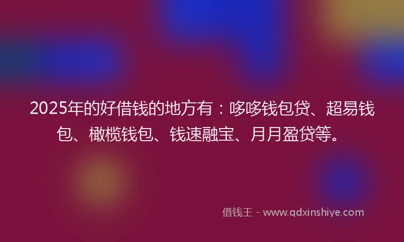 2025年的好借钱的地方有：哆哆钱包贷、超易钱包、橄榄钱包、钱速融宝、月月盈贷等。