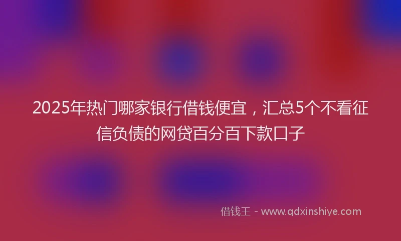 2025年热门哪家银行借钱便宜，汇总5个不看征信负债的网贷百分百下款口子