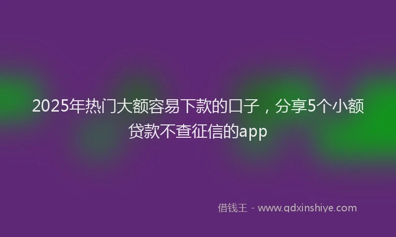 2025年热门大额容易下款的口子，分享5个小额贷款不查征信的app