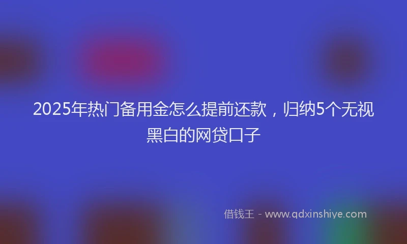 2025年热门备用金怎么提前还款，归纳5个无视黑白的网贷口子