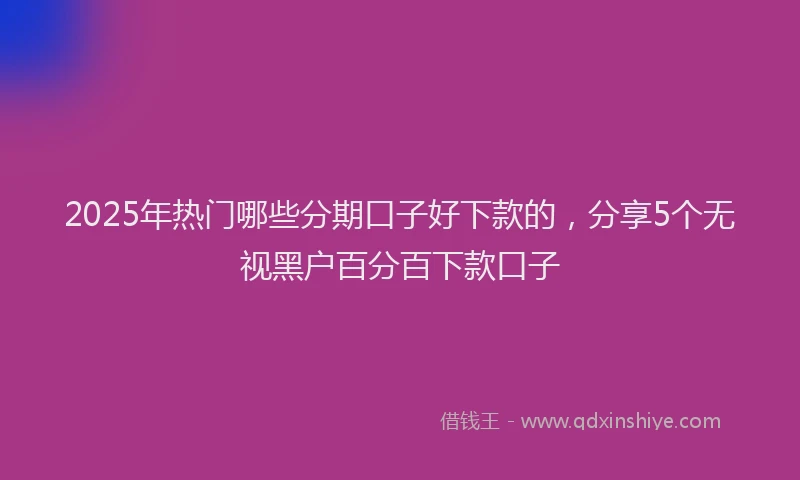 2025年热门哪些分期口子好下款的，分享5个无视黑户百分百下款口子