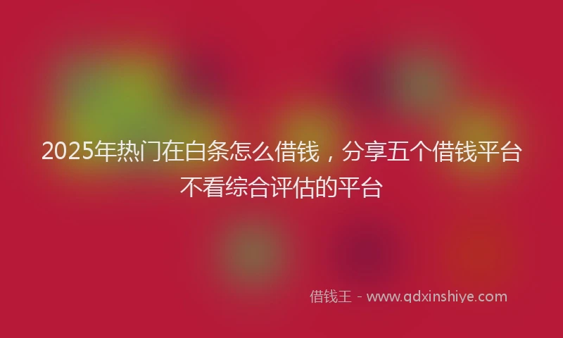 2025年热门在白条怎么借钱，分享五个借钱平台不看综合评估的平台