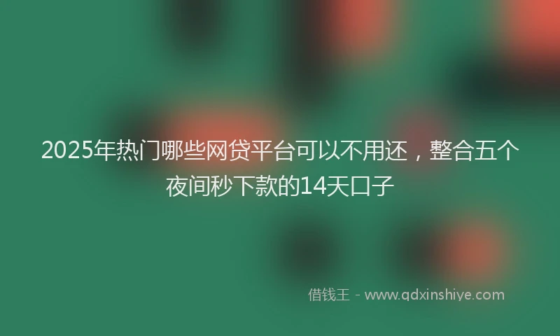 2025年热门哪些网贷平台可以不用还，整合五个夜间秒下款的14天口子