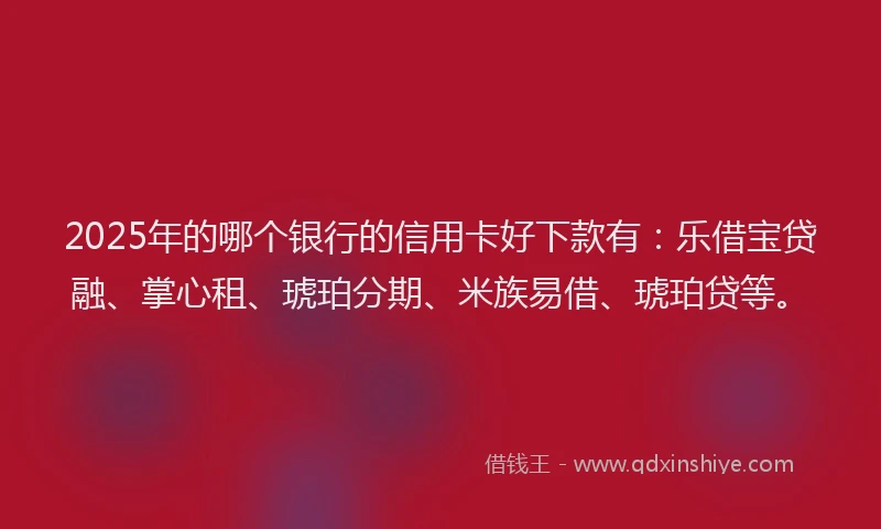2025年的哪个银行的信用卡好下款有：乐借宝贷融、掌心租、琥珀分期、米族易借、琥珀贷等。
