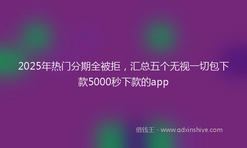 2025年热门分期全被拒，汇总五个无视一切包下款5000秒下款的app