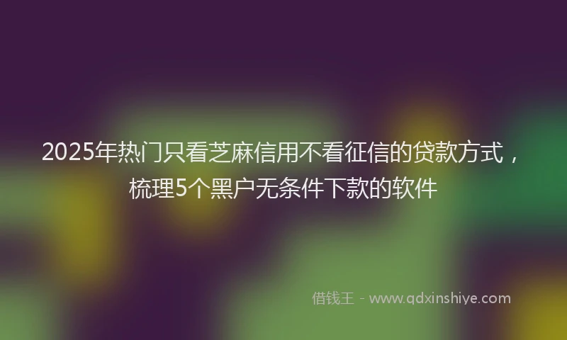 2025年热门只看芝麻信用不看征信的贷款方式，梳理5个黑户无条件下款的软件