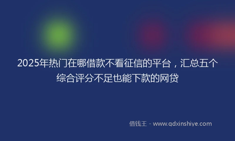 2025年热门在哪借款不看征信的平台，汇总五个综合评分不足也能下款的网贷