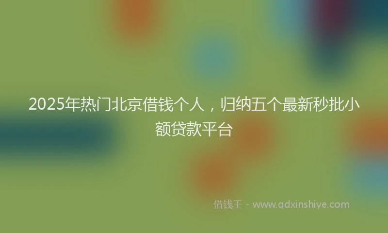 2025年热门北京借钱个人，归纳五个最新秒批小额贷款平台