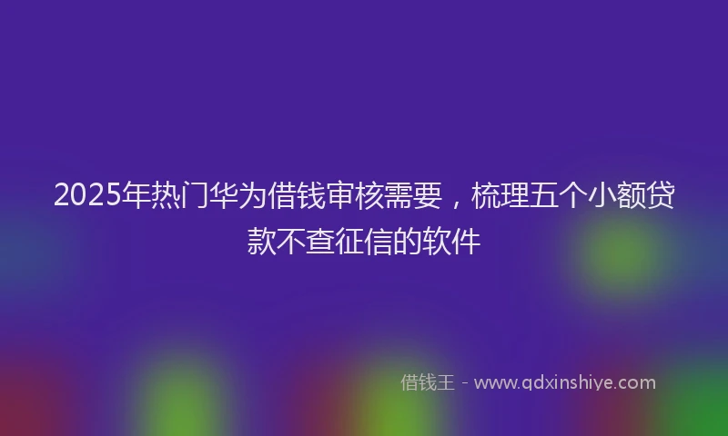 2025年热门华为借钱审核需要，梳理五个小额贷款不查征信的软件