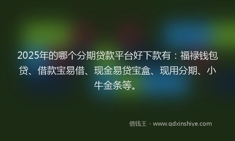 2025年的哪个分期贷款平台好下款有：福禄钱包贷、借款宝易借、现金易贷宝盒、现用分期、小牛金条等。