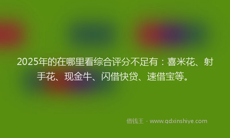 2025年的在哪里看综合评分不足有：喜米花、射手花、现金牛、闪借快贷、速借宝等。