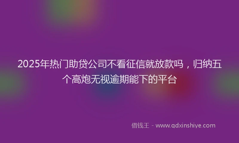 2025年热门助贷公司不看征信就放款吗，归纳五个高炮无视逾期能下的平台