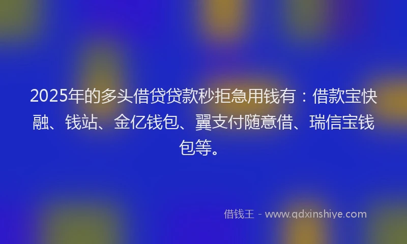 2025年的多头借贷贷款秒拒急用钱有：借款宝快融、钱站、金亿钱包、翼支付随意借、瑞信宝钱包等。