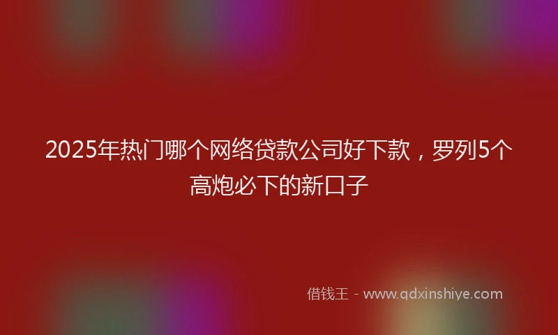 2025年热门哪个网络贷款公司好下款，罗列5个高炮必下的新口子