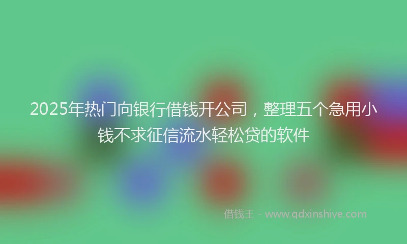 2025年热门向银行借钱开公司，整理五个急用小钱不求征信流水轻松贷的软件