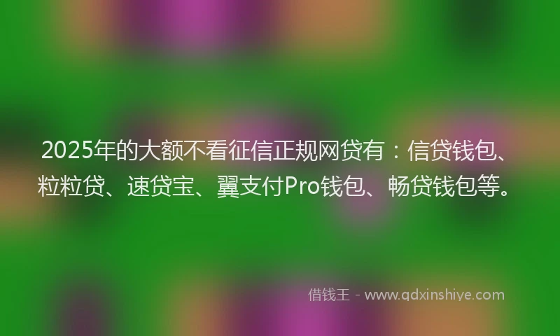 2025年的大额不看征信正规网贷有：信贷钱包、粒粒贷、速贷宝、翼支付Pro钱包、畅贷钱包等。
