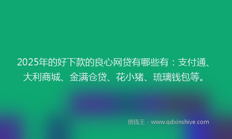 2025年的好下款的良心网贷有哪些有：支付通、大利商城、金满仓贷、花小猪、琉璃钱包等。