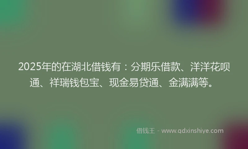 2025年的在湖北借钱有：分期乐借款、洋洋花呗通、祥瑞钱包宝、现金易贷通、金满满等。