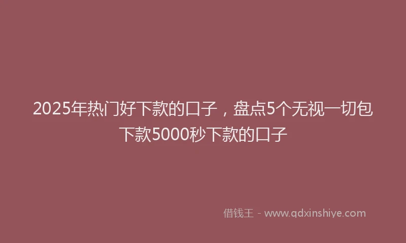 2025年热门好下款的口子，盘点5个无视一切包下款5000秒下款的口子