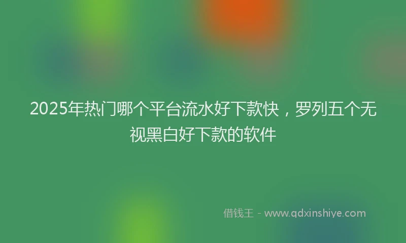 2025年热门哪个平台流水好下款快，罗列五个无视黑白好下款的软件