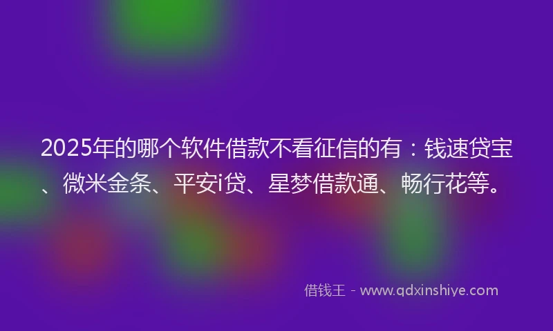 2025年的哪个软件借款不看征信的有：钱速贷宝、微米金条、平安i贷、星梦借款通、畅行花等。