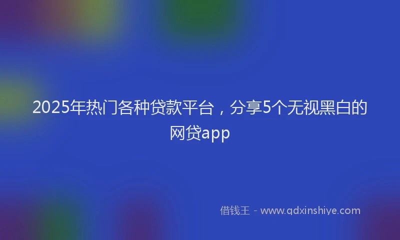 2025年热门各种贷款平台，分享5个无视黑白的网贷app