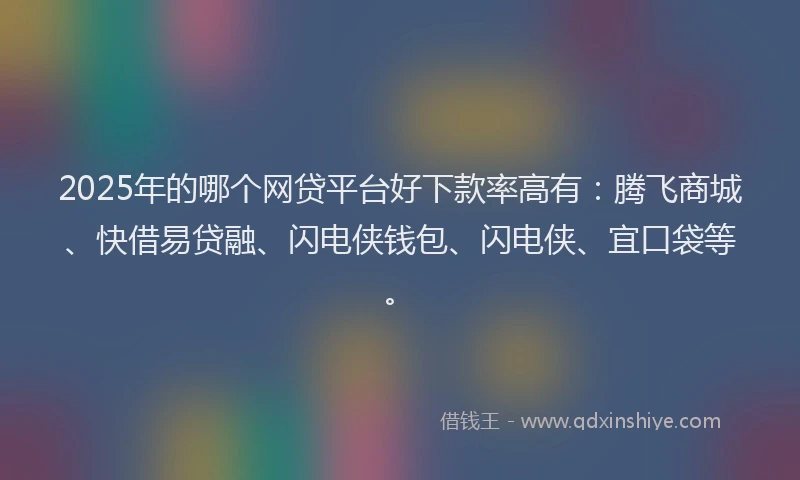 2025年的哪个网贷平台好下款率高有：腾飞商城、快借易贷融、闪电侠钱包、闪电侠、宜口袋等。