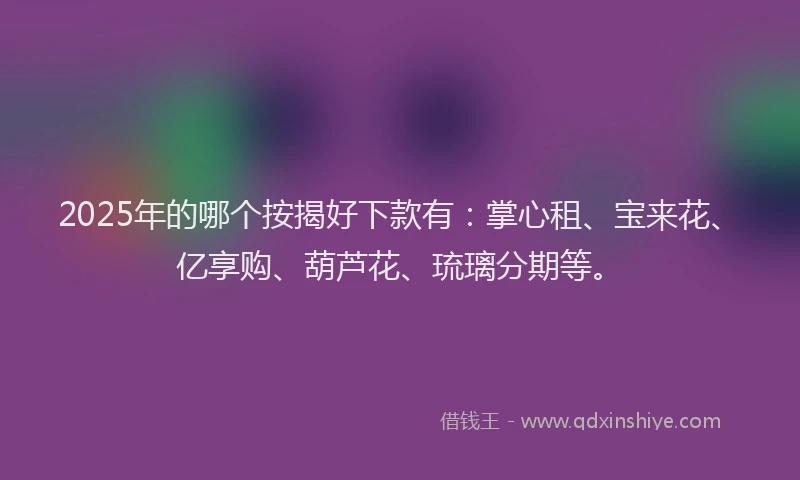 2025年的哪个按揭好下款有：掌心租、宝来花、亿享购、葫芦花、琉璃分期等。