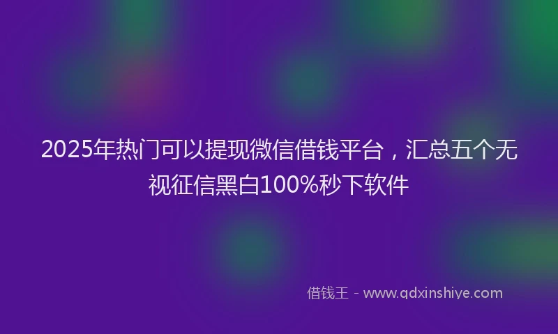 2025年热门可以提现微信借钱平台，汇总五个无视征信黑白100%秒下软件