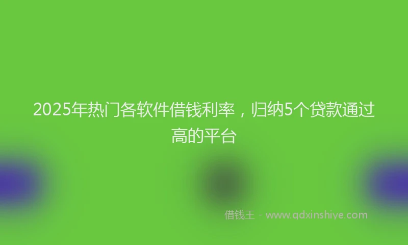 2025年热门各软件借钱利率，归纳5个贷款通过高的平台