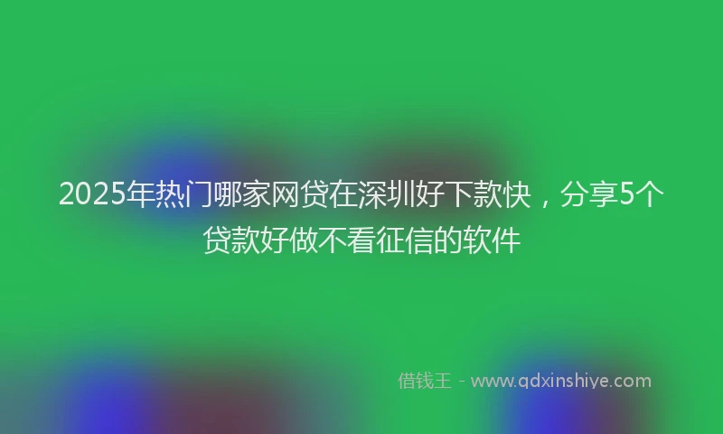 2025年热门哪家网贷在深圳好下款快，分享5个贷款好做不看征信的软件