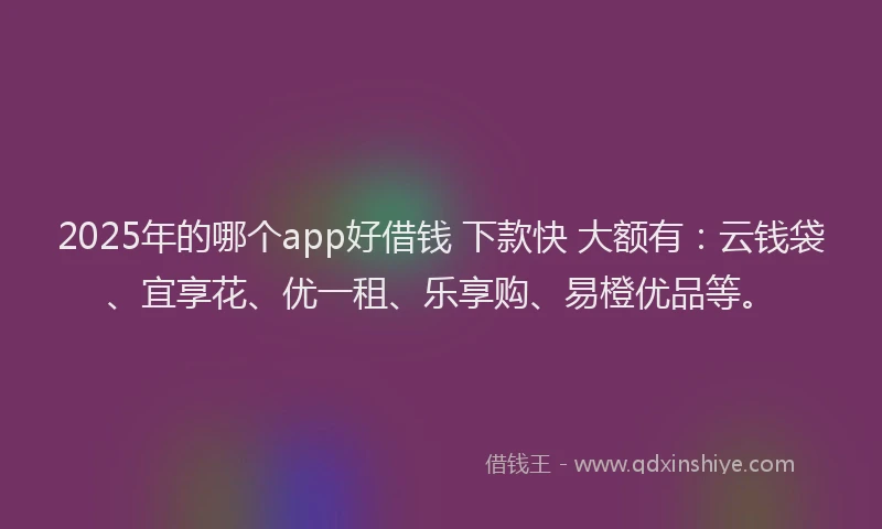 2025年的哪个app好借钱 下款快 大额有：云钱袋、宜享花、优一租、乐享购、易橙优品等。