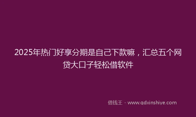2025年热门好享分期是自己下款嘛，汇总五个网贷大口子轻松借软件