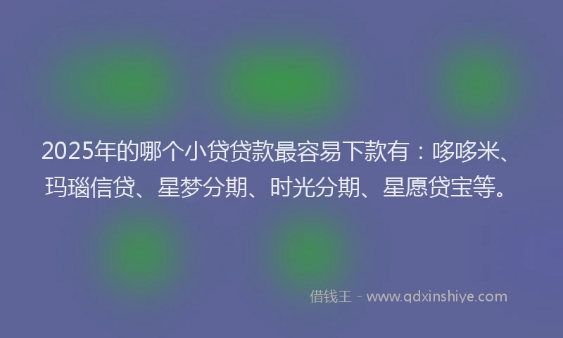 2025年的哪个小贷贷款最容易下款有：哆哆米、玛瑙信贷、星梦分期、时光分期、星愿贷宝等。