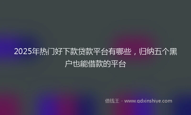 2025年热门好下款贷款平台有哪些，归纳五个黑户也能借款的平台