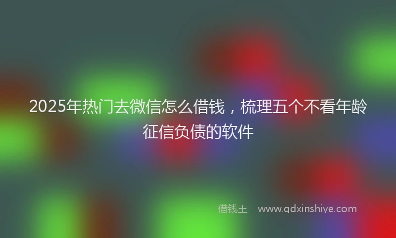 2025年热门去微信怎么借钱，梳理五个不看年龄征信负债的软件
