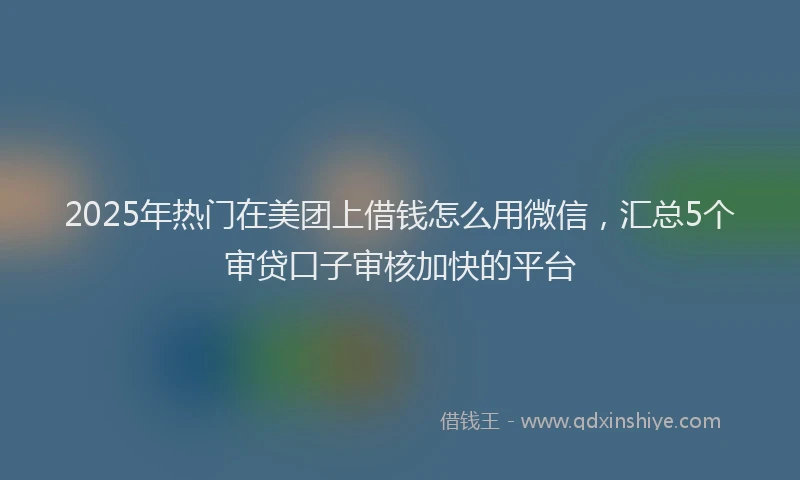 2025年热门在美团上借钱怎么用微信，汇总5个审贷口子审核加快的平台
