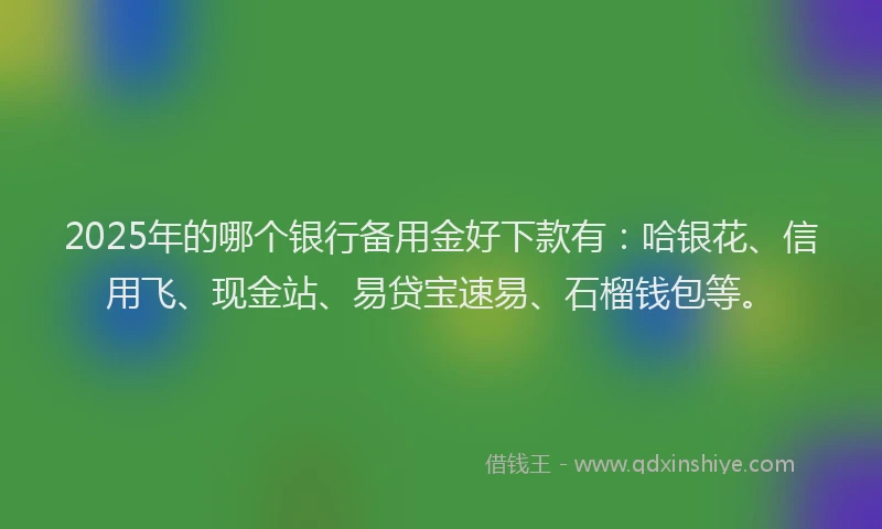2025年的哪个银行备用金好下款有：哈银花、信用飞、现金站、易贷宝速易、石榴钱包等。