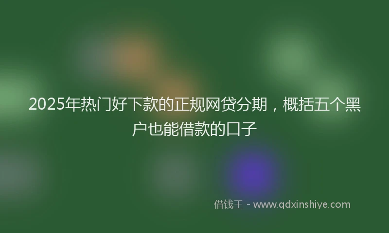 2025年热门好下款的正规网贷分期，概括五个黑户也能借款的口子