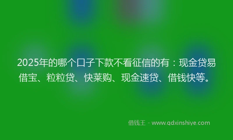2025年的哪个口子下款不看征信的有：现金贷易借宝、粒粒贷、快莱购、现金速贷、借钱快等。