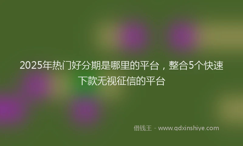 2025年热门好分期是哪里的平台，整合5个快速下款无视征信的平台