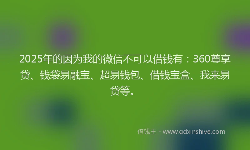 2025年的因为我的微信不可以借钱有：360尊享贷、钱袋易融宝、超易钱包、借钱宝盒、我来易贷等。