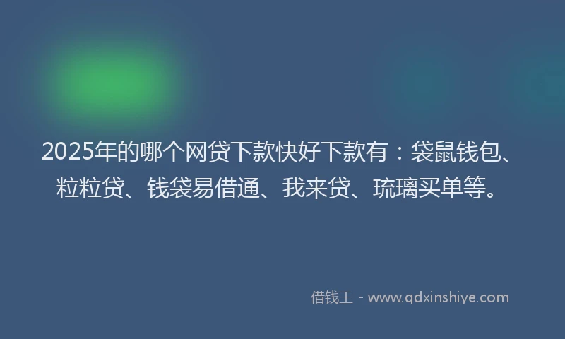 2025年的哪个网贷下款快好下款有：袋鼠钱包、粒粒贷、钱袋易借通、我来贷、琉璃买单等。