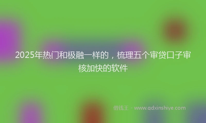 2025年热门和极融一样的，梳理五个审贷口子审核加快的软件