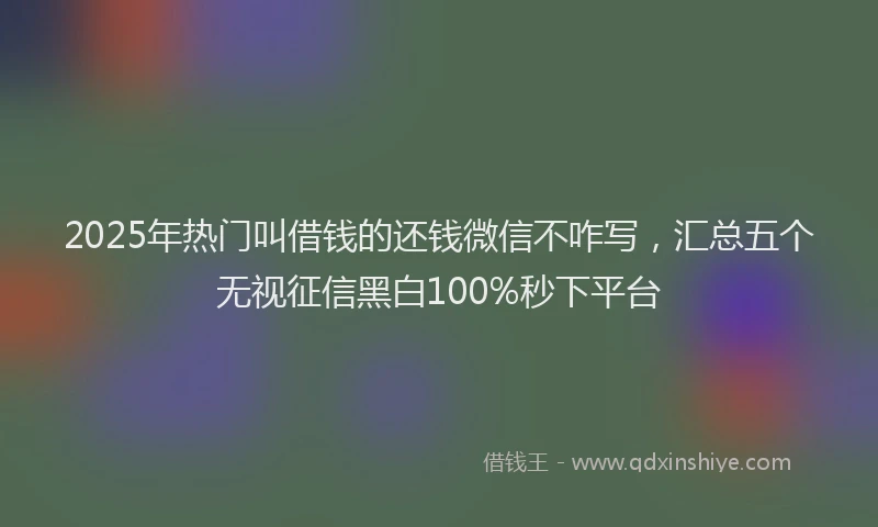 2025年热门叫借钱的还钱微信不咋写，汇总五个无视征信黑白100%秒下平台