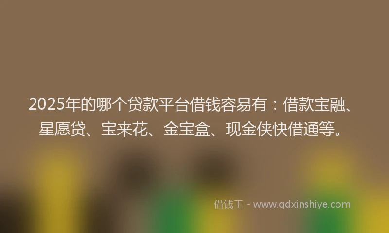 2025年的哪个贷款平台借钱容易有：借款宝融、星愿贷、宝来花、金宝盒、现金侠快借通等。