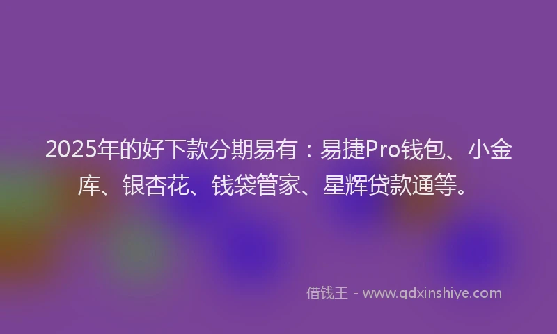 2025年的好下款分期易有：易捷Pro钱包、小金库、银杏花、钱袋管家、星辉贷款通等。
